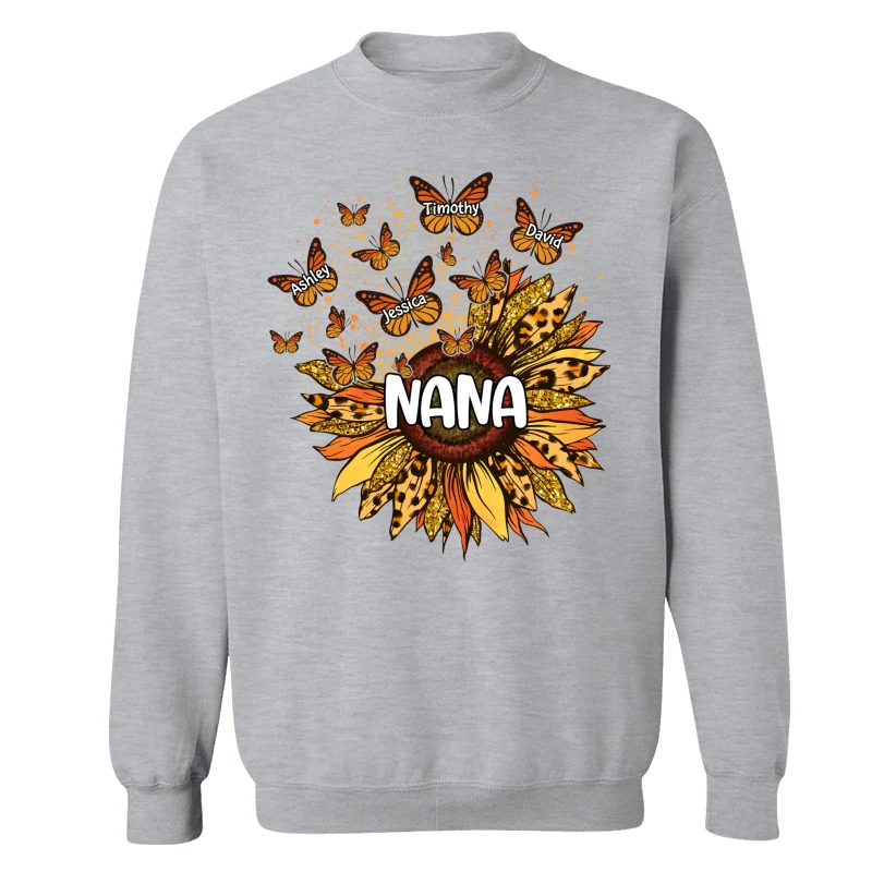 Grandma Mom Sunflower Butterflies Fall Season Personalized Shirt - Image 18