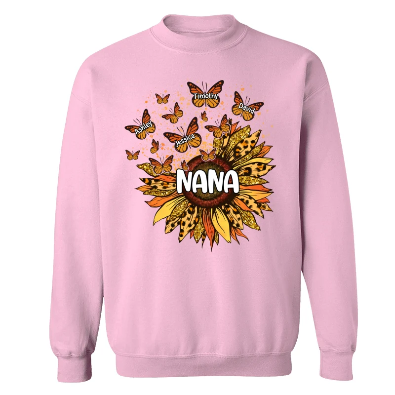 Grandma Mom Sunflower Butterflies Fall Season Personalized Shirt - Image 19