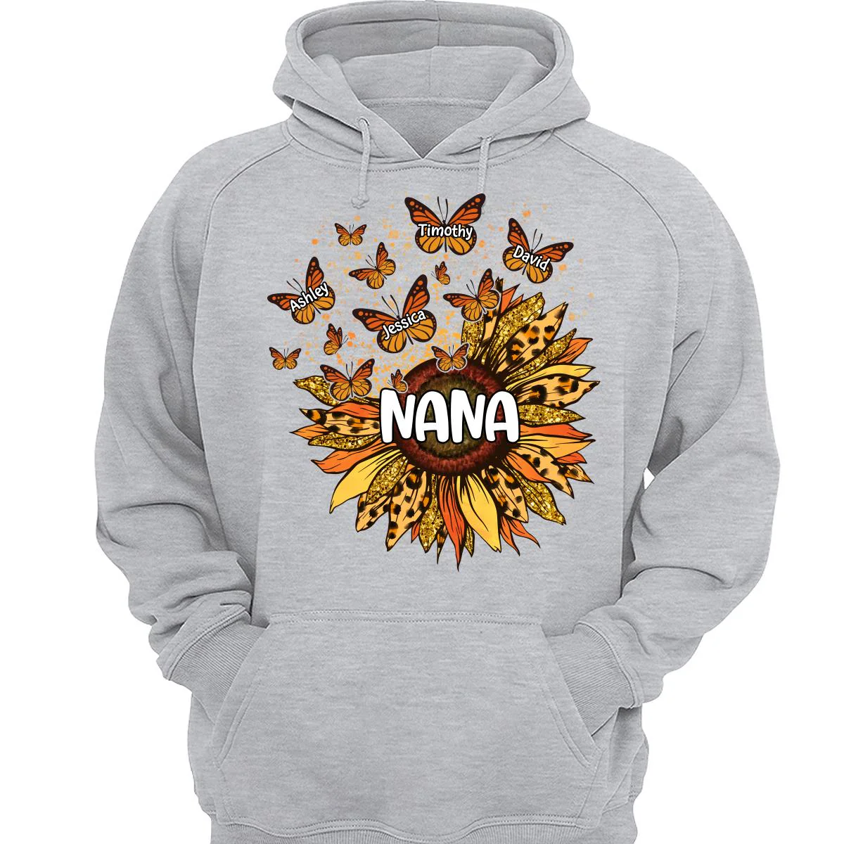 Grandma Mom Sunflower Butterflies Fall Season Personalized Shirt - Image 3