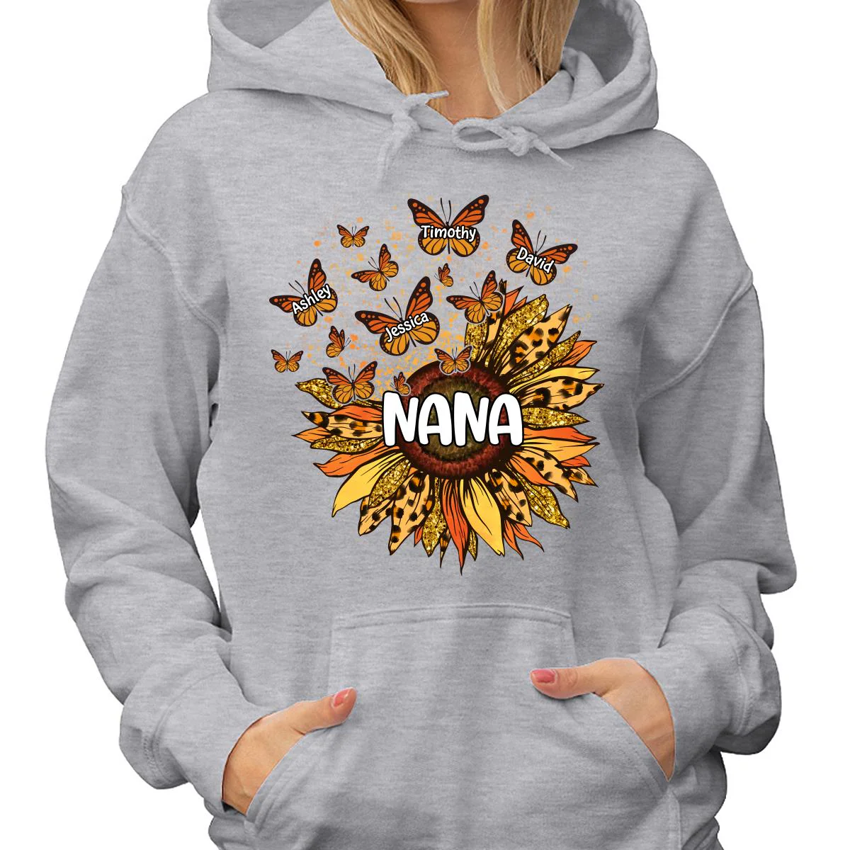 Grandma Mom Sunflower Butterflies Fall Season Personalized Shirt - Image 4