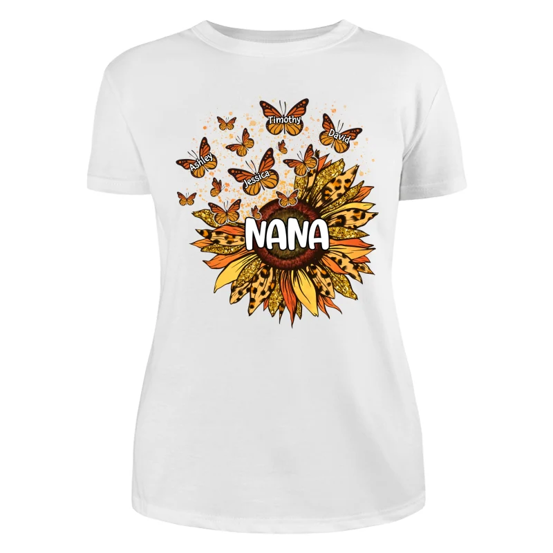 Grandma Mom Sunflower Butterflies Fall Season Personalized Shirt - Image 9