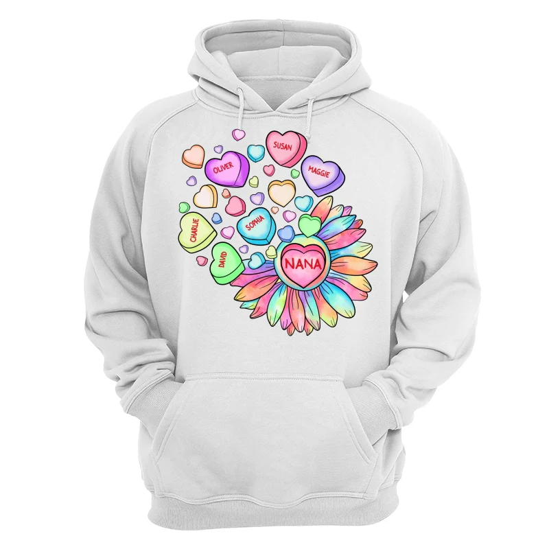 Grandma Mom Sunflower Candy Hearts Personalized Shirt - Image 13