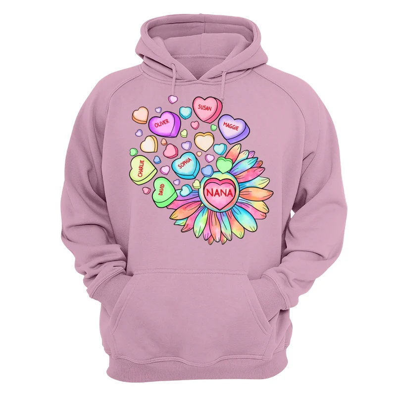Grandma Mom Sunflower Candy Hearts Personalized Shirt - Image 15