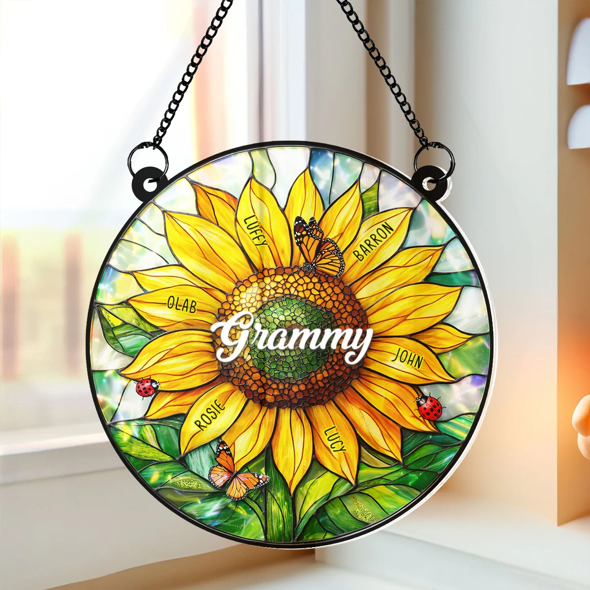Grandma Mom Sunflower Custom Kids Names - Personalized Suncatcher - Mother's Day Gift for Grandma, Mom, Wife - Image 8