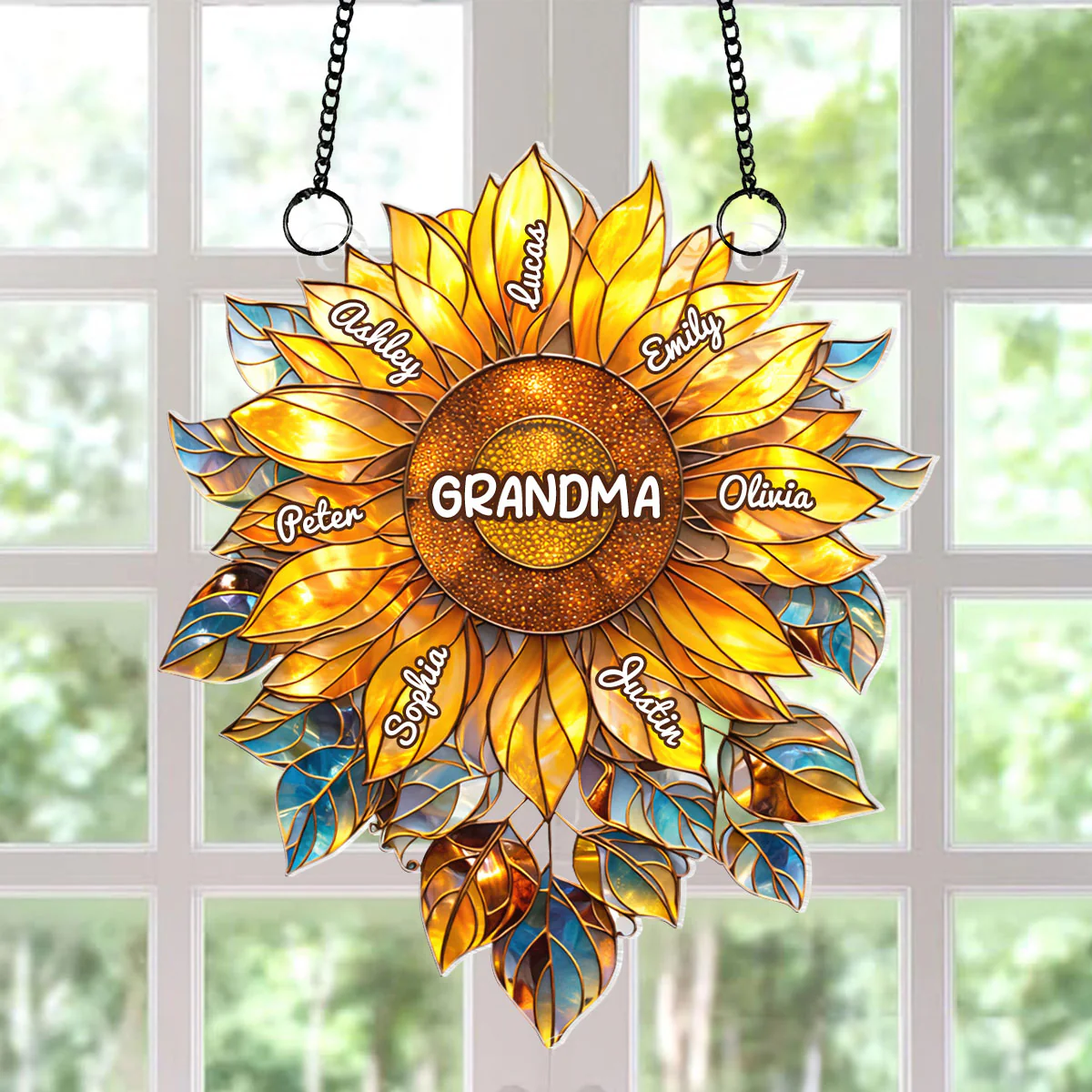Grandma Mom Sunflower with Kids Names - Personalized Acrylic Suncatcher - Mother's Day Gift for Her - Image 5