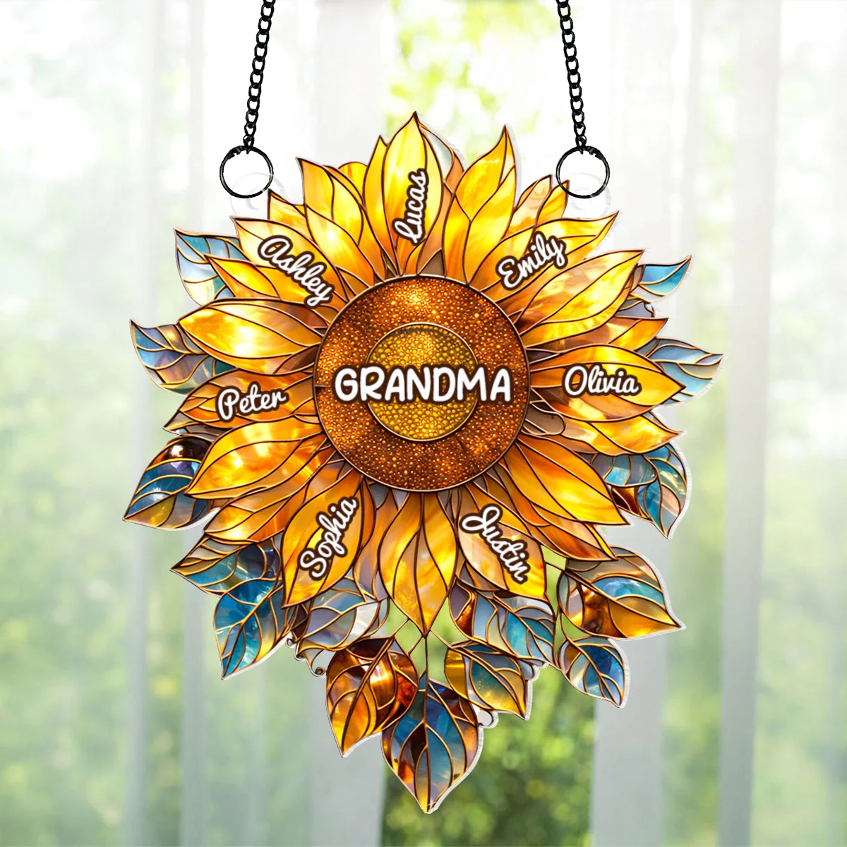 Grandma Mom Sunflower with Kids Names - Personalized Acrylic Suncatcher - Mother's Day Gift for Her - Image 8