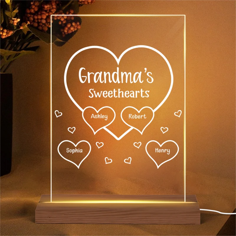 Grandma Mom Sweetheart Personalized Plaque LED Night Light - Image 4