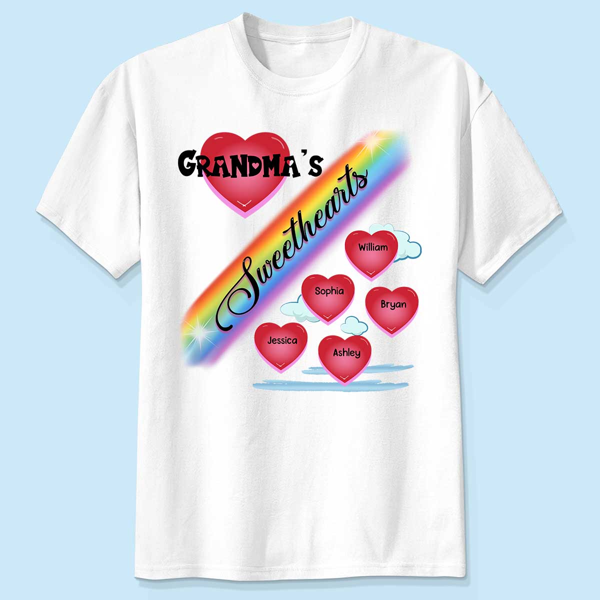 Grandma Mom Sweetheart Rainbow Personalized Shirt