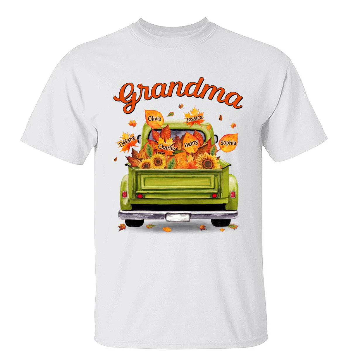 Grandma Mom Truck Leaves Fall Season Personalized Shirt