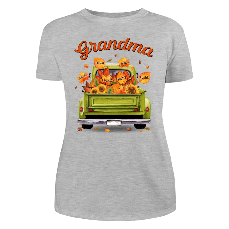 Grandma Mom Truck Leaves Fall Season Personalized Shirt - Image 10