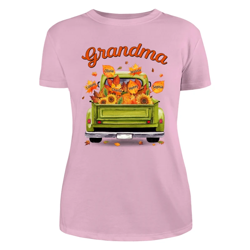 Grandma Mom Truck Leaves Fall Season Personalized Shirt - Image 11
