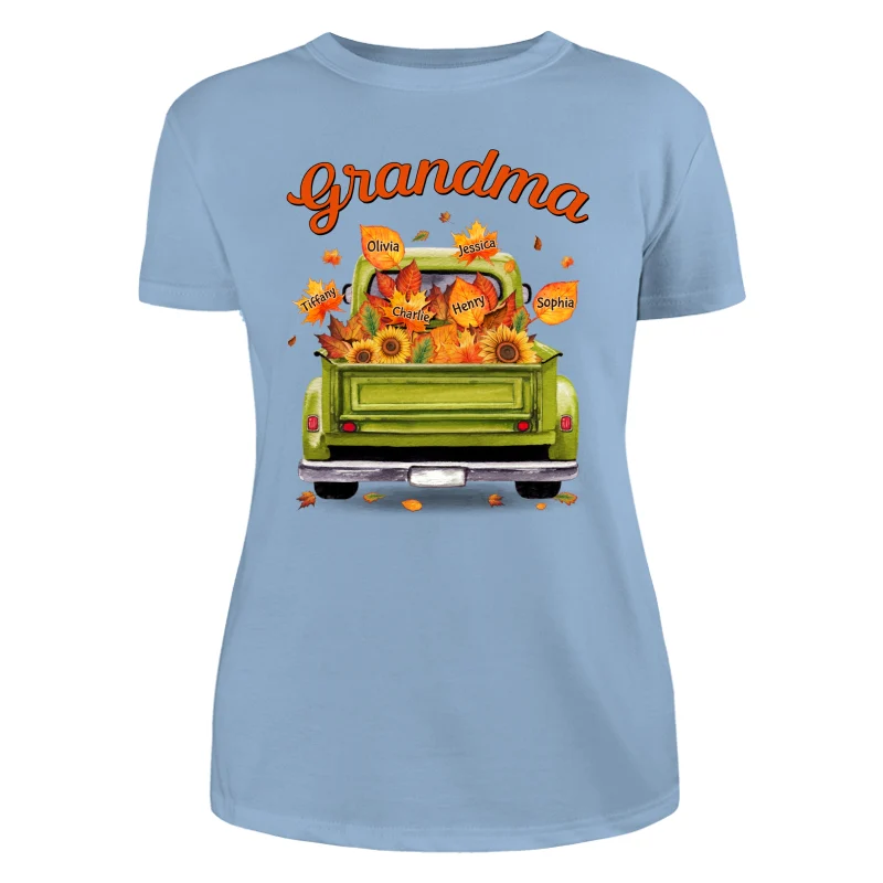 Grandma Mom Truck Leaves Fall Season Personalized Shirt - Image 12