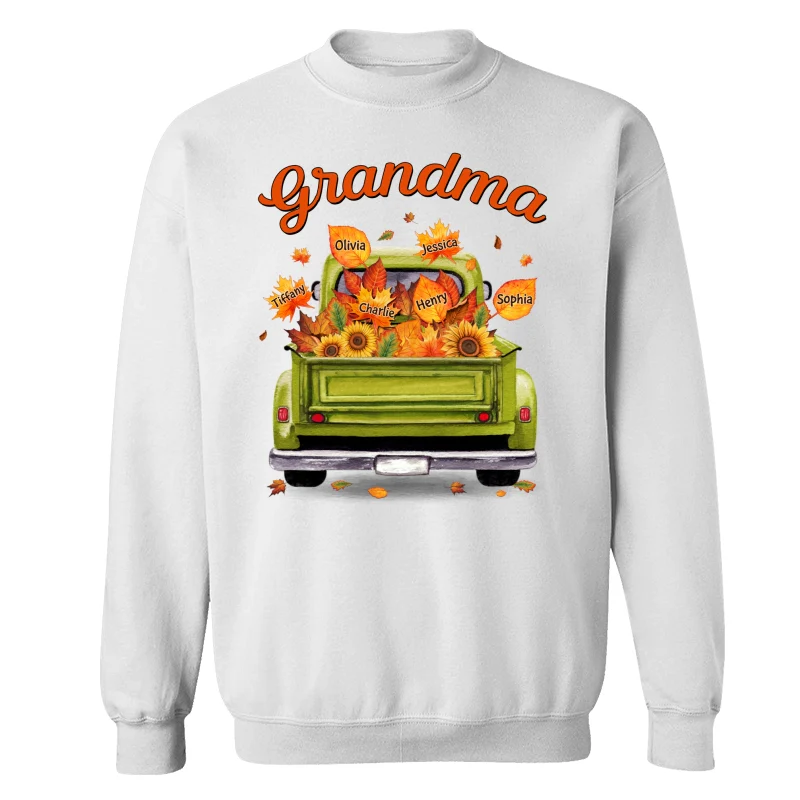 Grandma Mom Truck Leaves Fall Season Personalized Shirt - Image 17