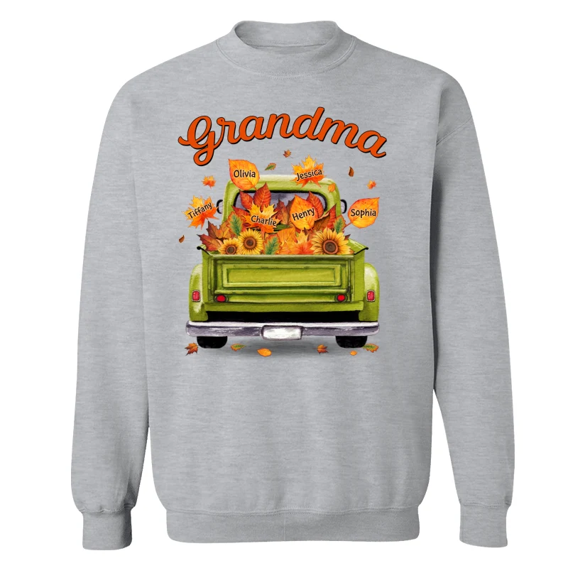 Grandma Mom Truck Leaves Fall Season Personalized Shirt - Image 18