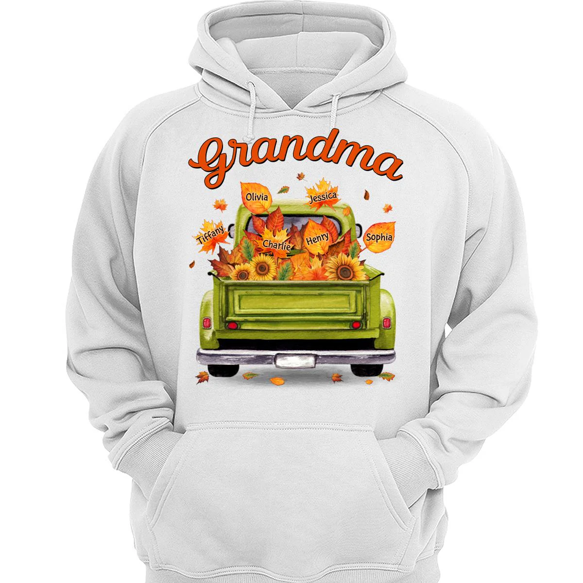 Grandma Mom Truck Leaves Fall Season Personalized Shirt - Image 3