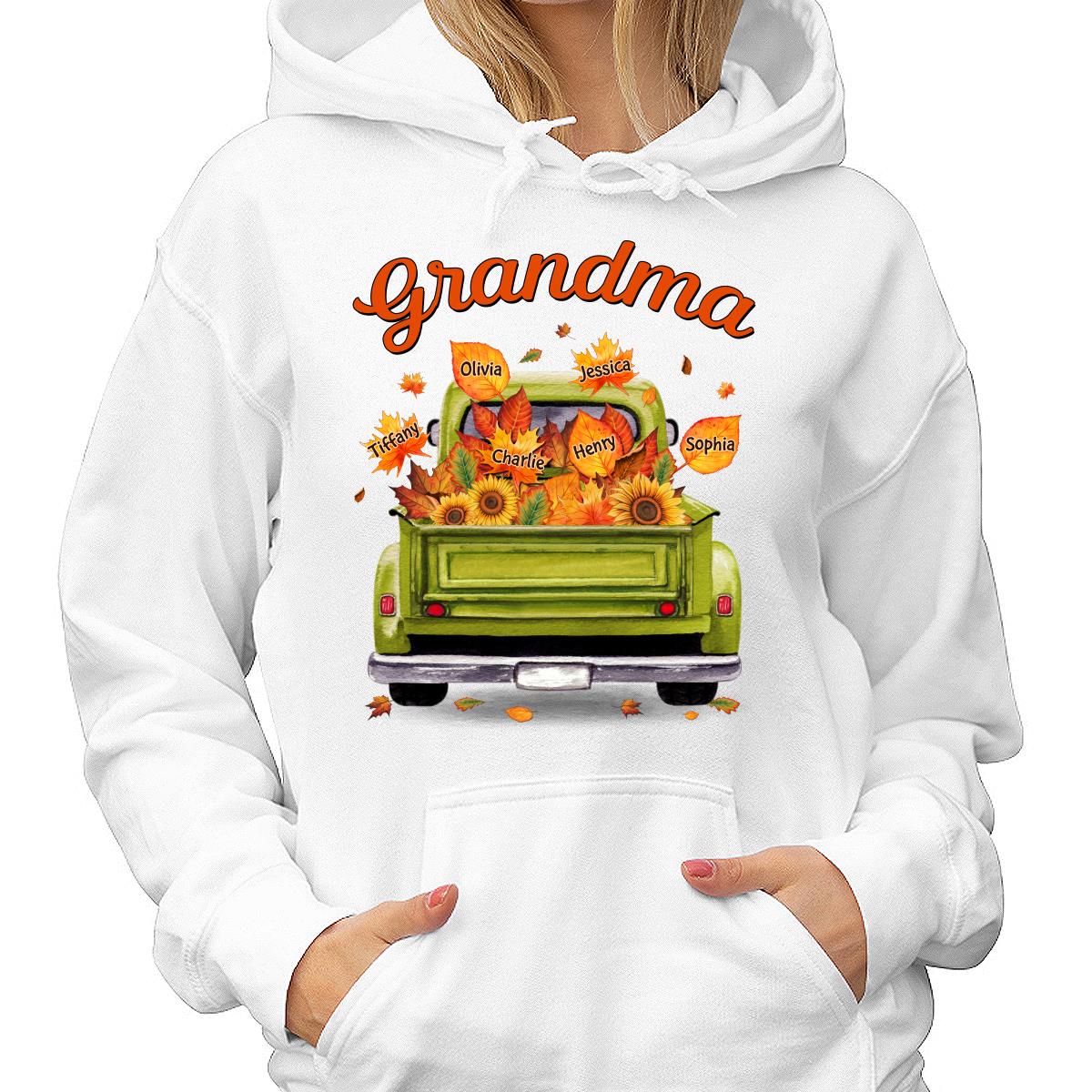 Grandma Mom Truck Leaves Fall Season Personalized Shirt - Image 4
