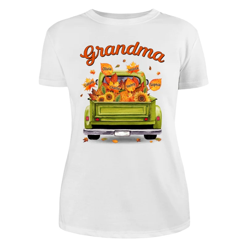 Grandma Mom Truck Leaves Fall Season Personalized Shirt - Image 9