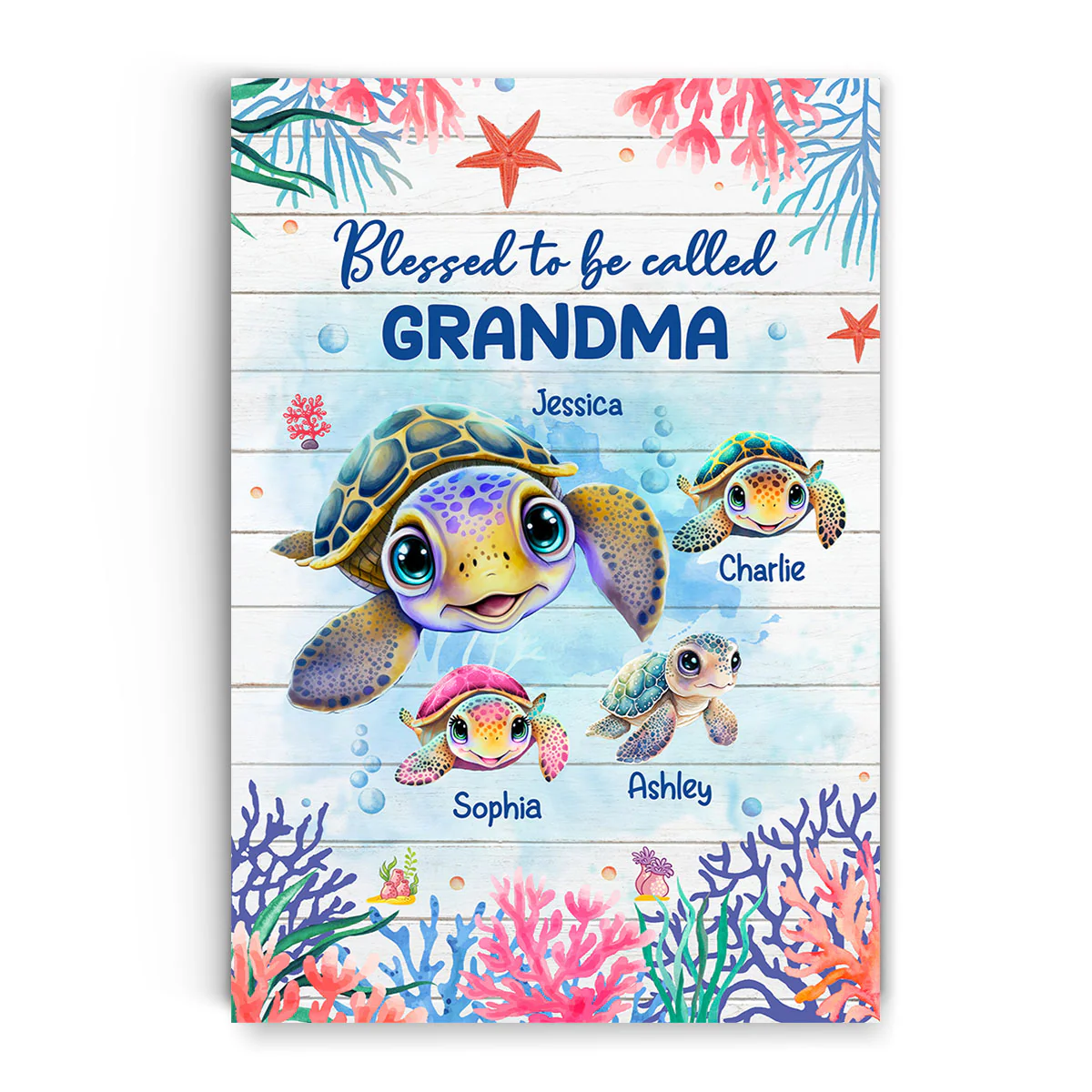 Grandma Mom Turtle Personalized Poster, Gift - Image 2