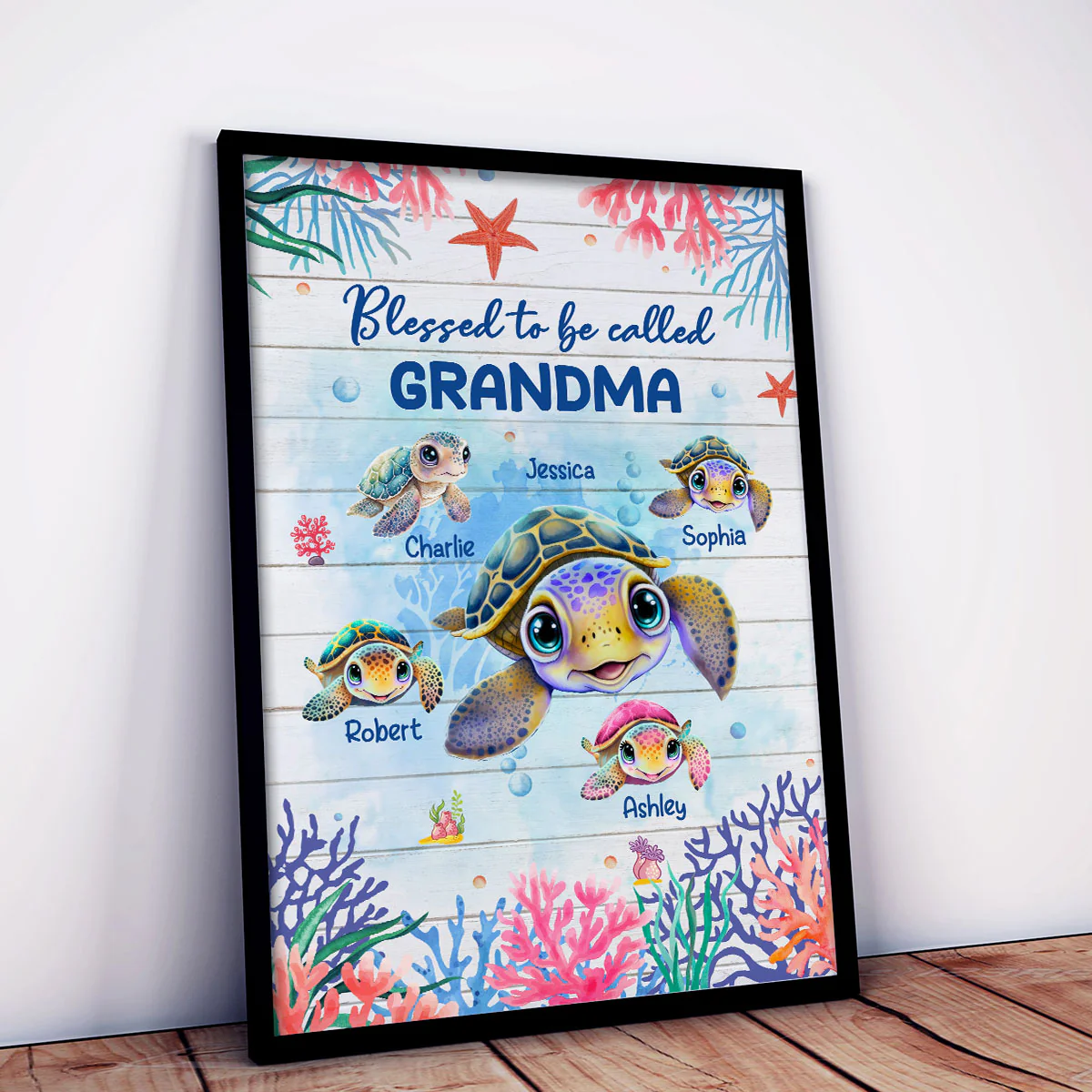 Grandma Mom Turtle Personalized Poster, Gift - Image 3