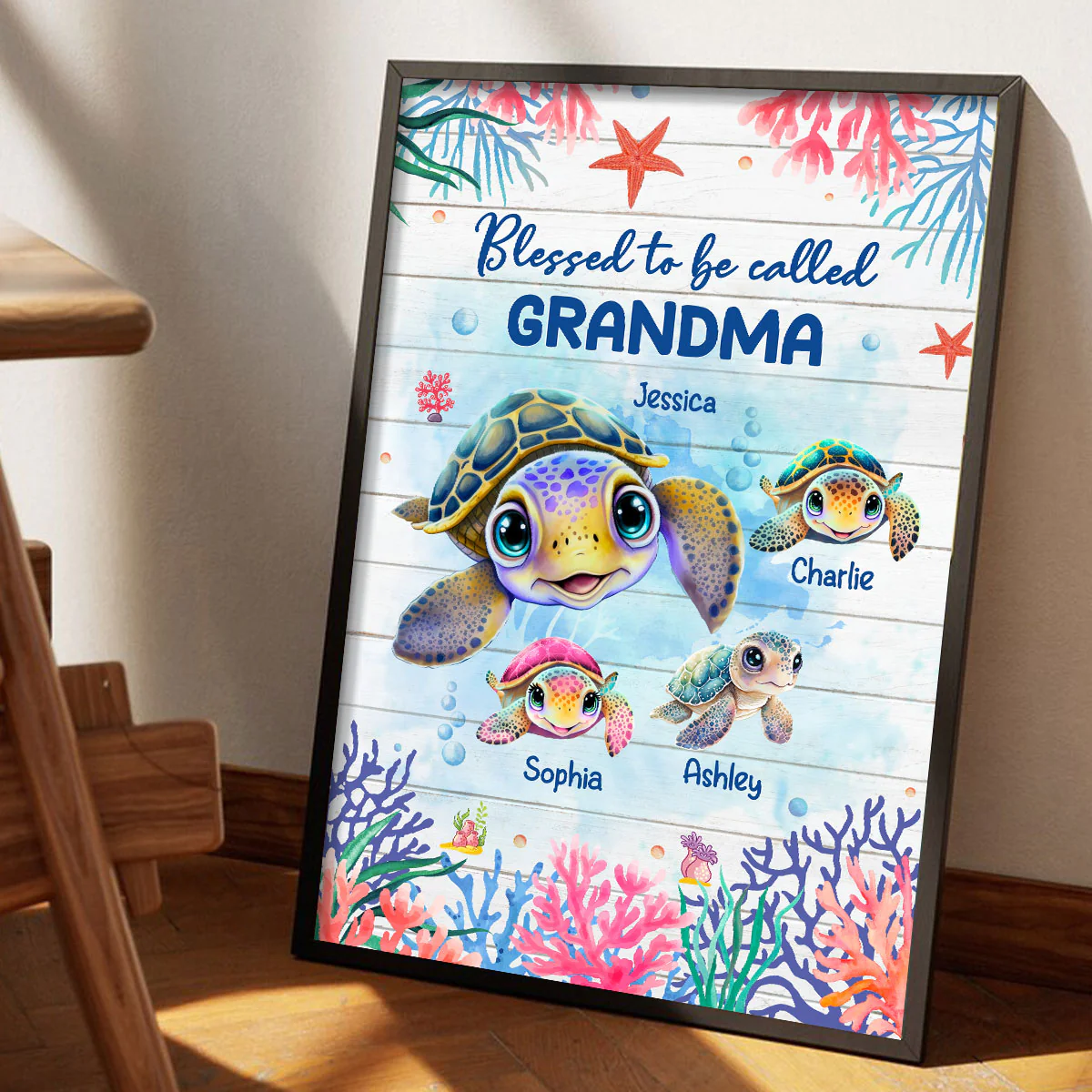 Grandma Mom Turtle Personalized Poster, Gift - Image 5