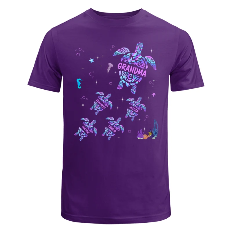 Grandma Mom Turtles Summer Hologram Personalized Shirt - Image 8