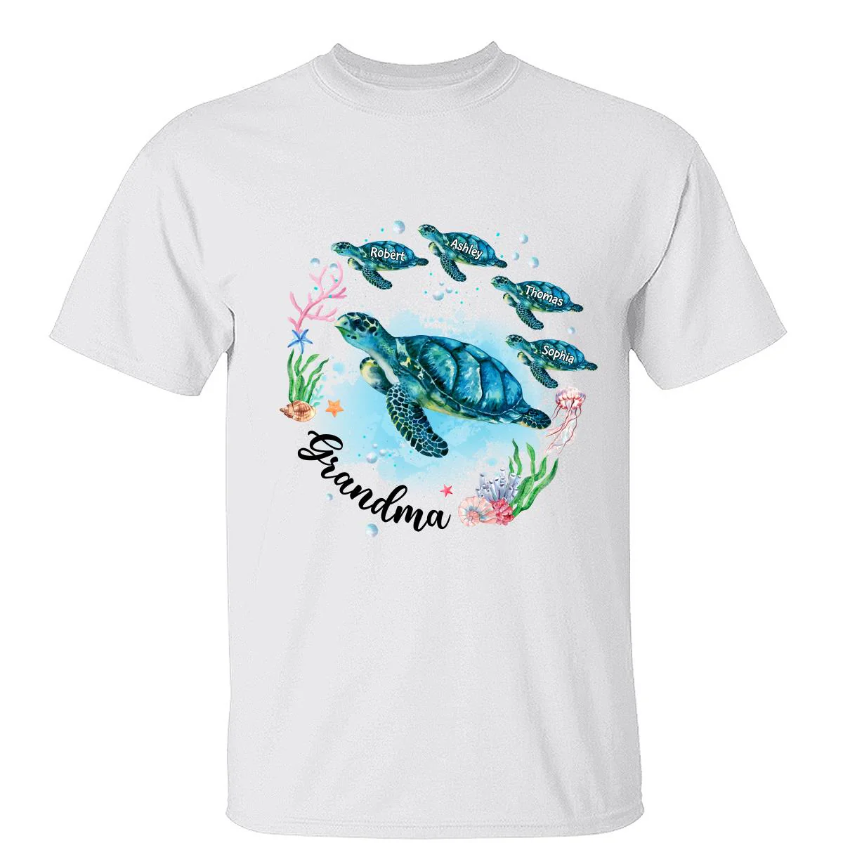 Grandma Mom Turtles Summer Personalized Shirt