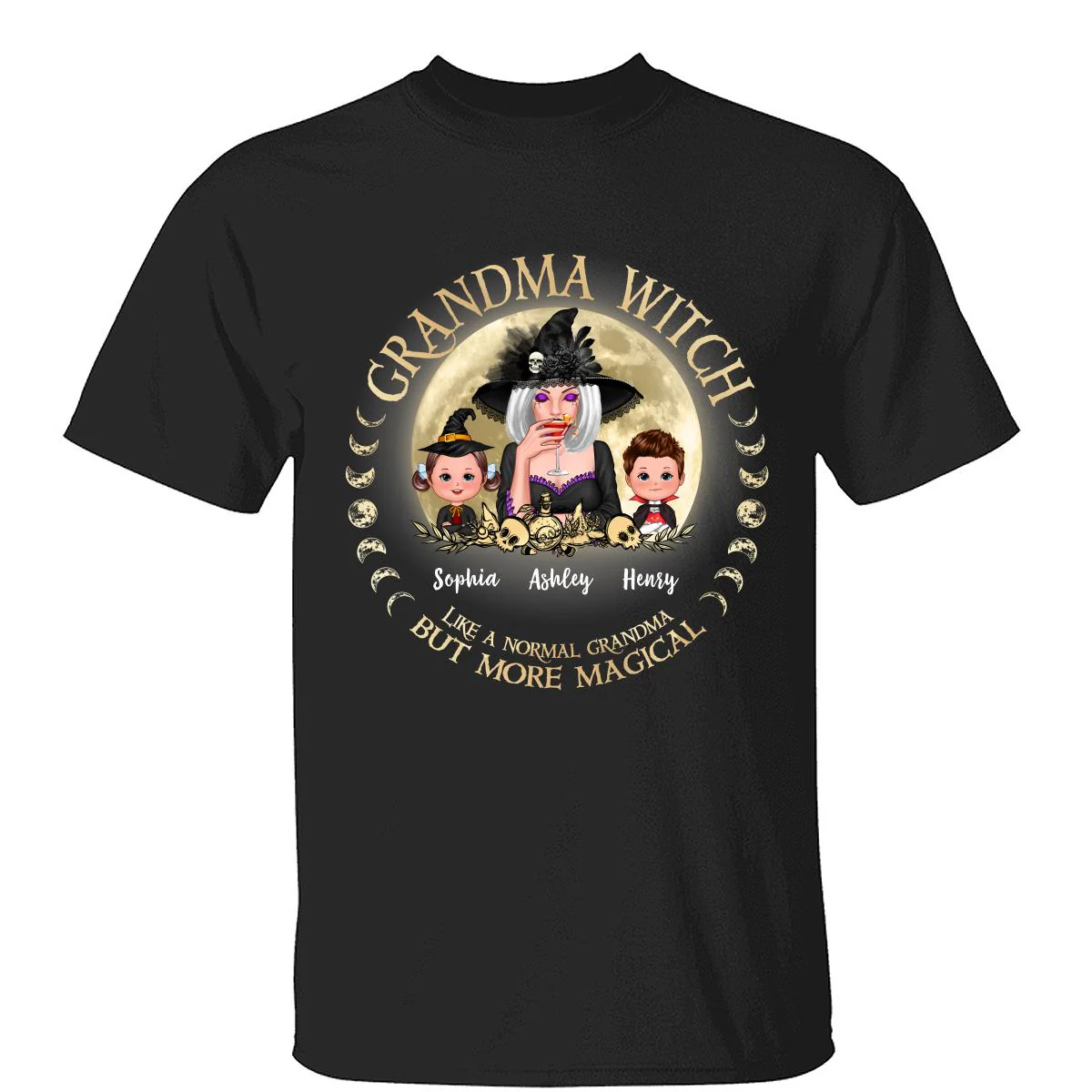 Grandma Mom Witch And Kids Circle Personalized Shirt