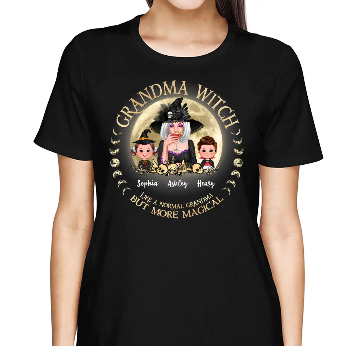 Grandma Mom Witch And Kids Circle Personalized Shirt - Image 2