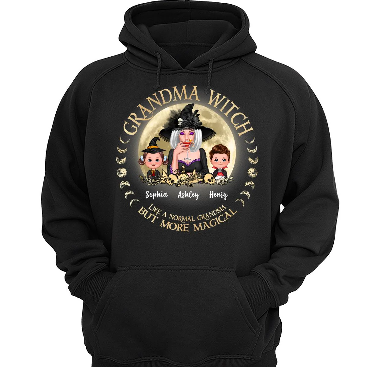 Grandma Mom Witch And Kids Circle Personalized Shirt - Image 3