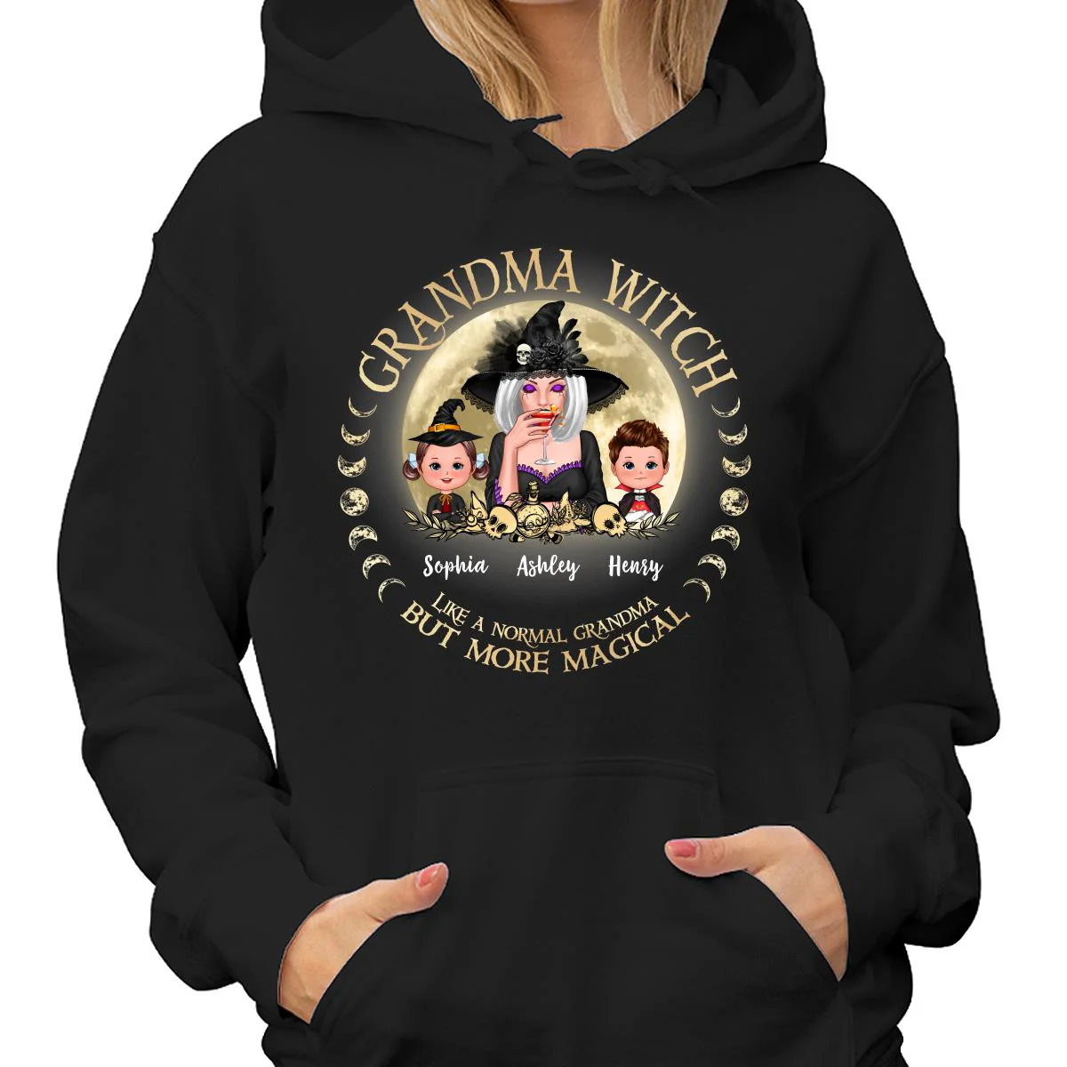 Grandma Mom Witch And Kids Circle Personalized Shirt - Image 4
