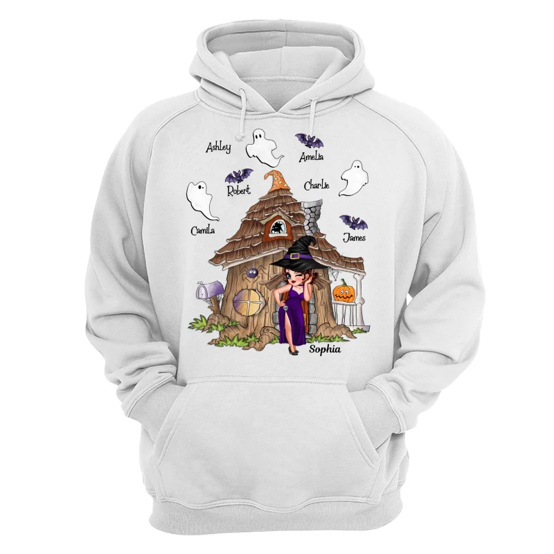 Grandma Mom Witch Standing Front Door Halloween Personalized Shirt - Image 15