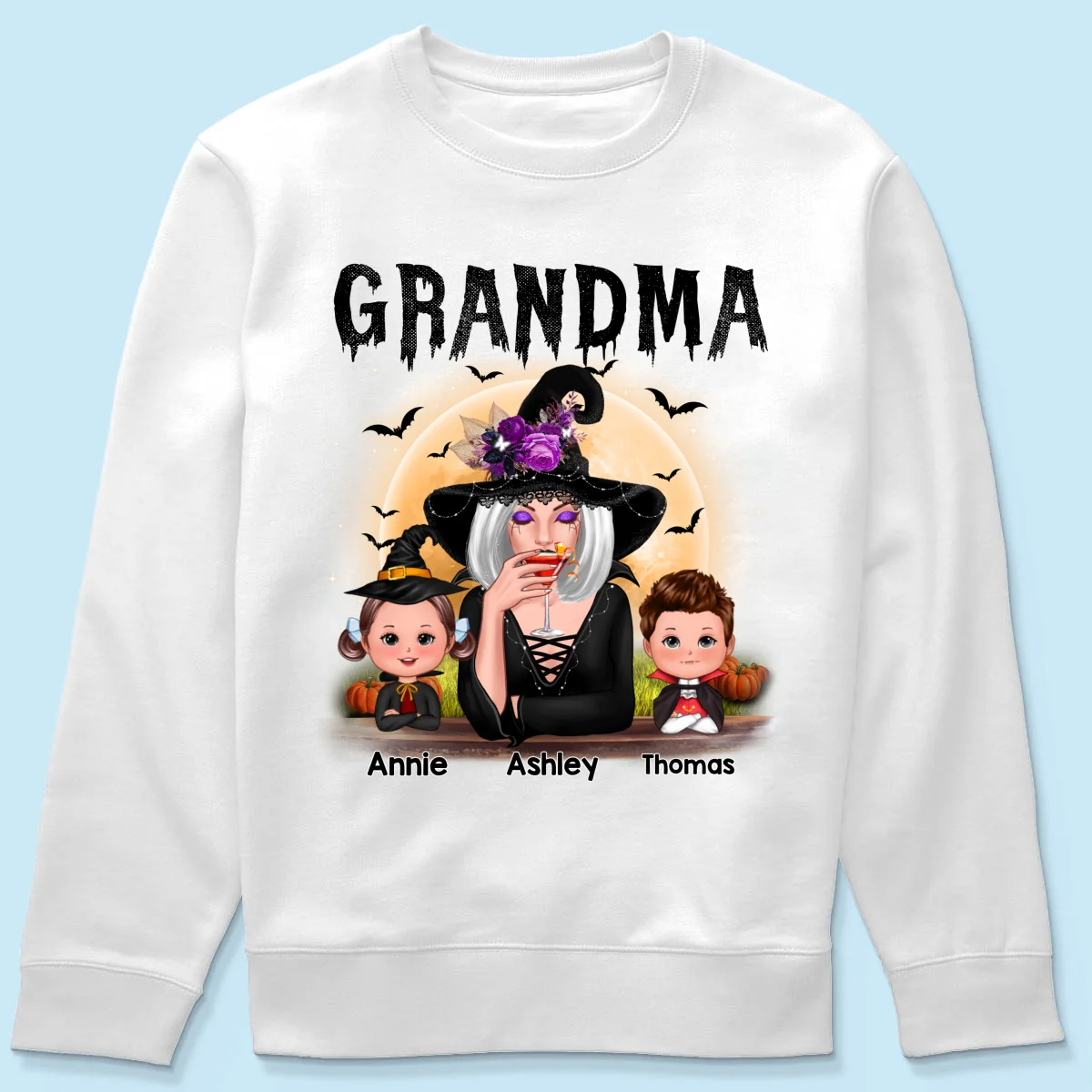 Grandma Mom Witch With GrandKids Halloween Personalized Shirt - Image 19
