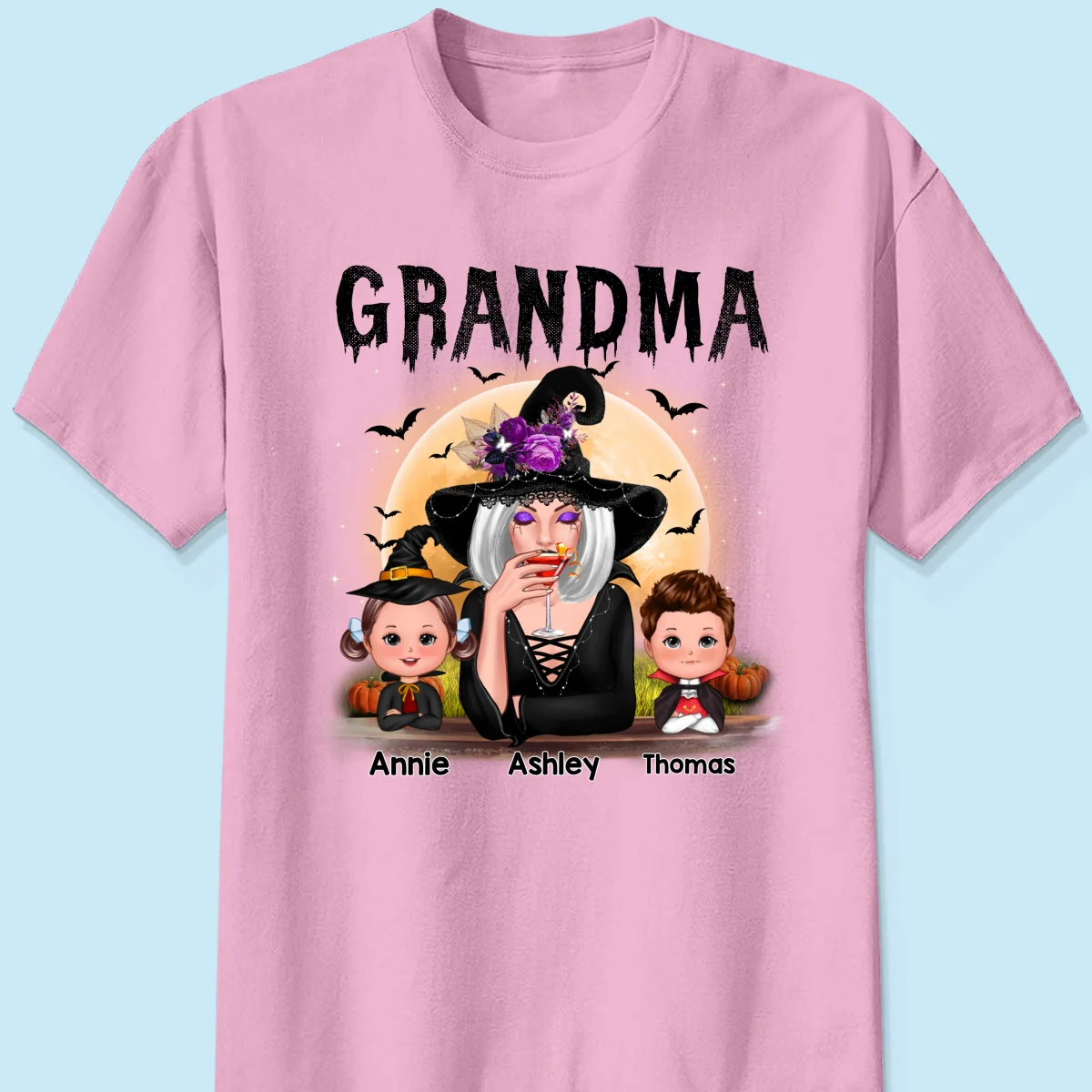 Grandma Mom Witch With GrandKids Halloween Personalized Shirt - Image 9