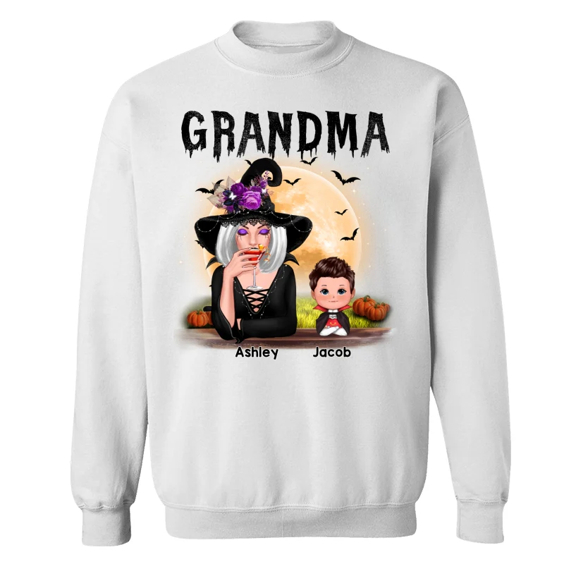 Grandma Mom Witch With GrandKids Halloween Personalized Shirt - Image 13
