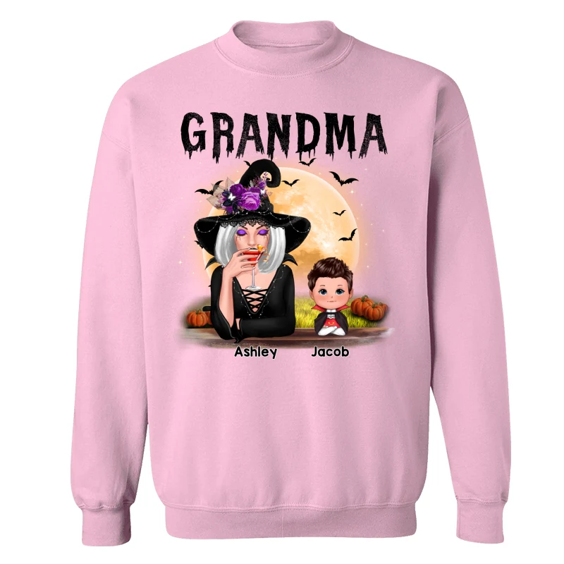 Grandma Mom Witch With GrandKids Halloween Personalized Shirt - Image 15