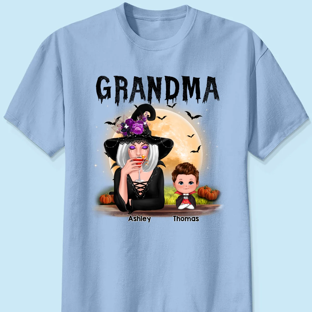 Grandma Mom Witch With GrandKids Halloween - Personalized Shirt - Image 10