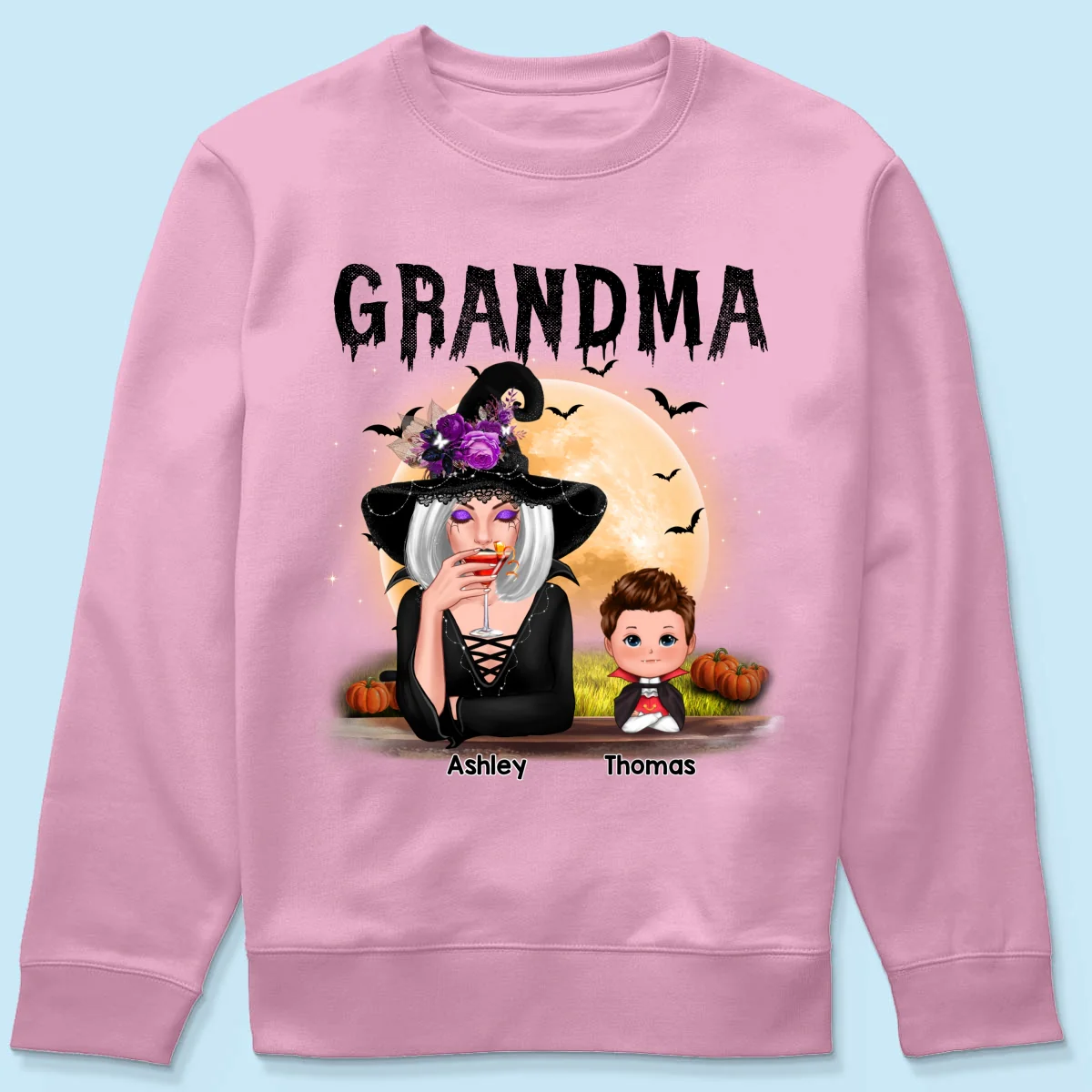 Grandma Mom Witch With GrandKids Halloween - Personalized Shirt - Image 21