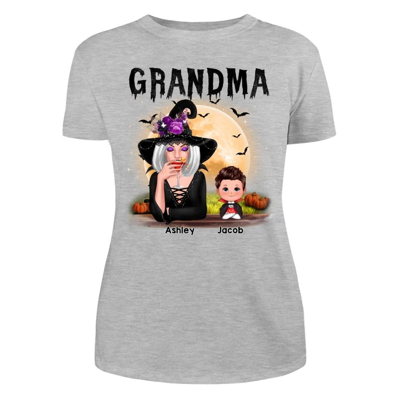 Grandma Mom Witch With GrandKids Halloween Personalized Shirt - Image 6