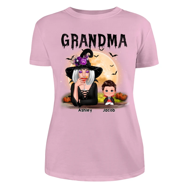 Grandma Mom Witch With GrandKids Halloween Personalized Shirt - Image 7