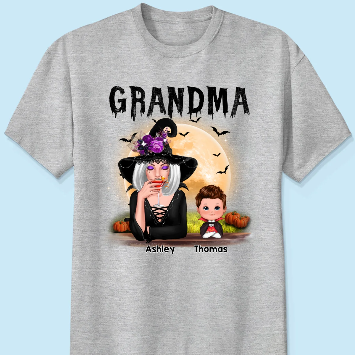 Grandma Mom Witch With GrandKids Halloween Personalized Shirt - Image 8
