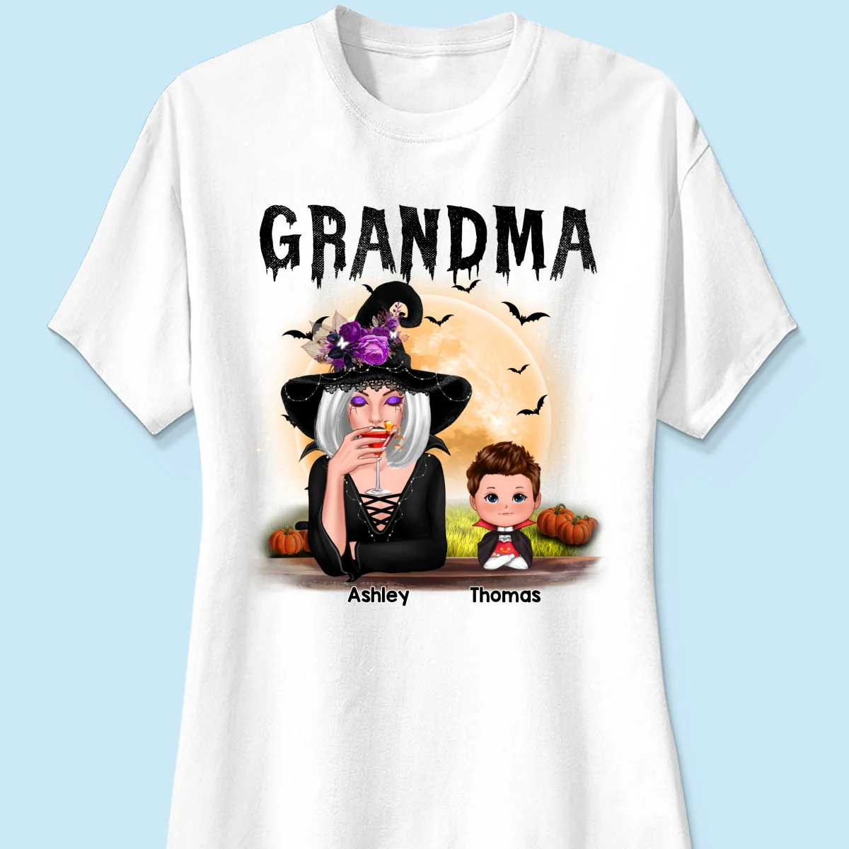 Grandma Mom Witch With GrandKids Halloween Personalized Shirt - Image 11