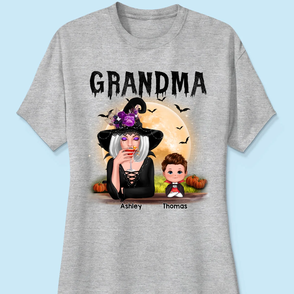 Grandma Mom Witch With GrandKids Halloween Personalized Shirt - Image 12