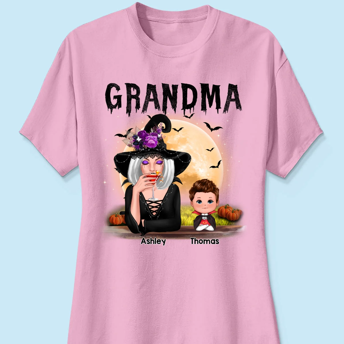 Grandma Mom Witch With GrandKids Halloween Personalized Shirt - Image 13