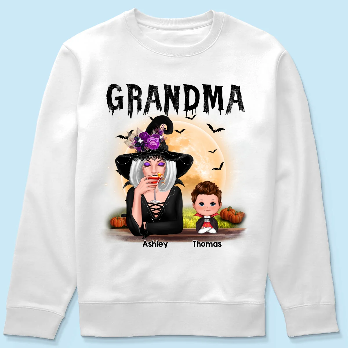 Grandma Mom Witch With GrandKids Halloween Personalized Shirt - Image 19