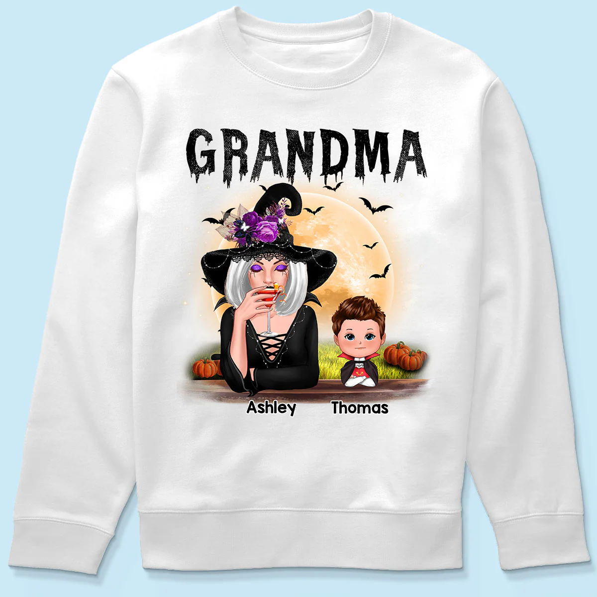 Grandma Mom Witch With GrandKids Halloween Personalized Shirt - Image 6