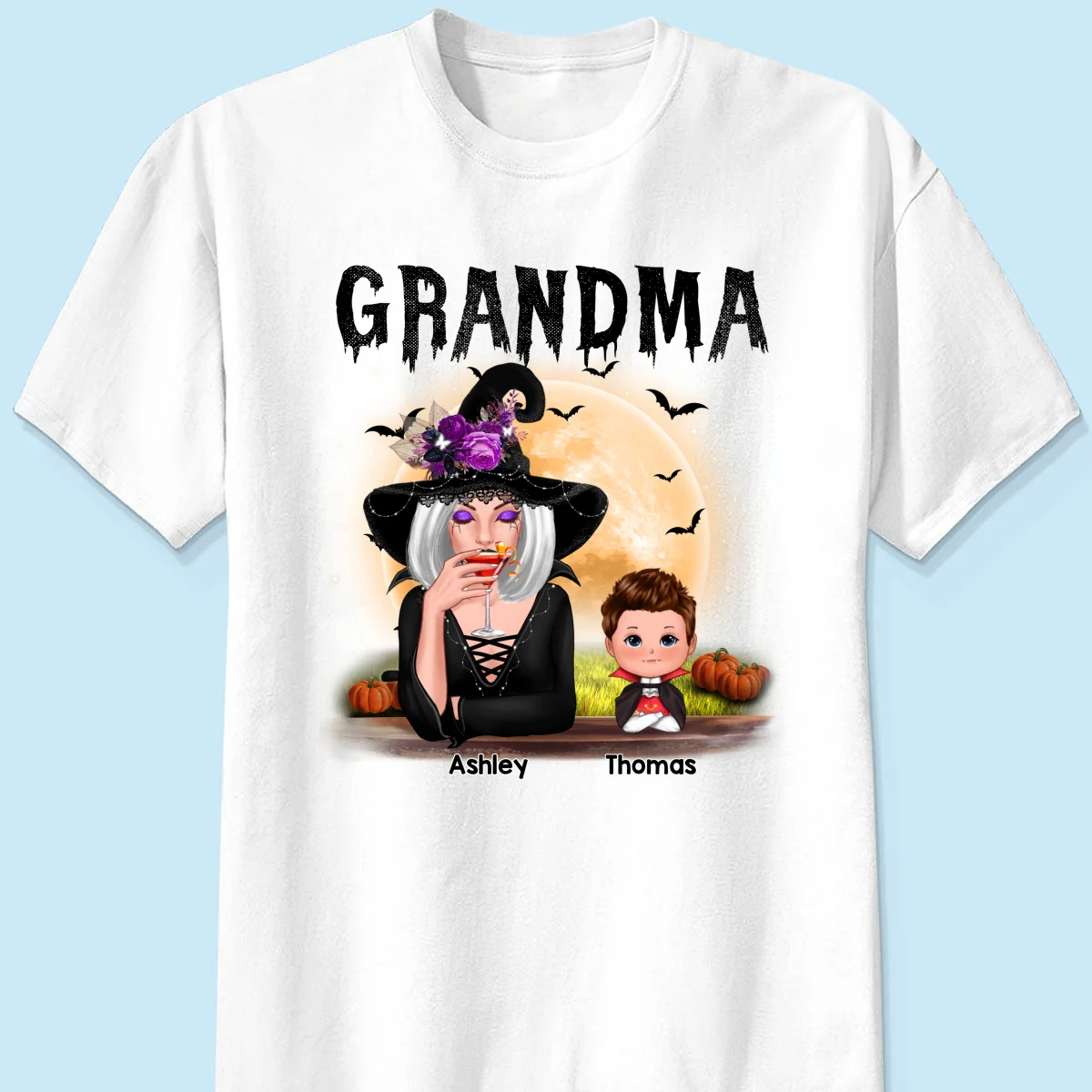 Grandma Mom Witch With GrandKids Halloween Personalized Shirt - Image 7