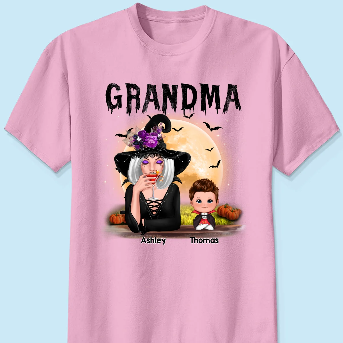 Grandma Mom Witch With GrandKids Halloween Personalized Shirt - Image 9