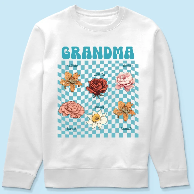 Grandma Mom With Kids' Birth Month Flowers RETRO Personalized Shirt, Birthday Gift, Gift For Mom Grandma - Image 17
