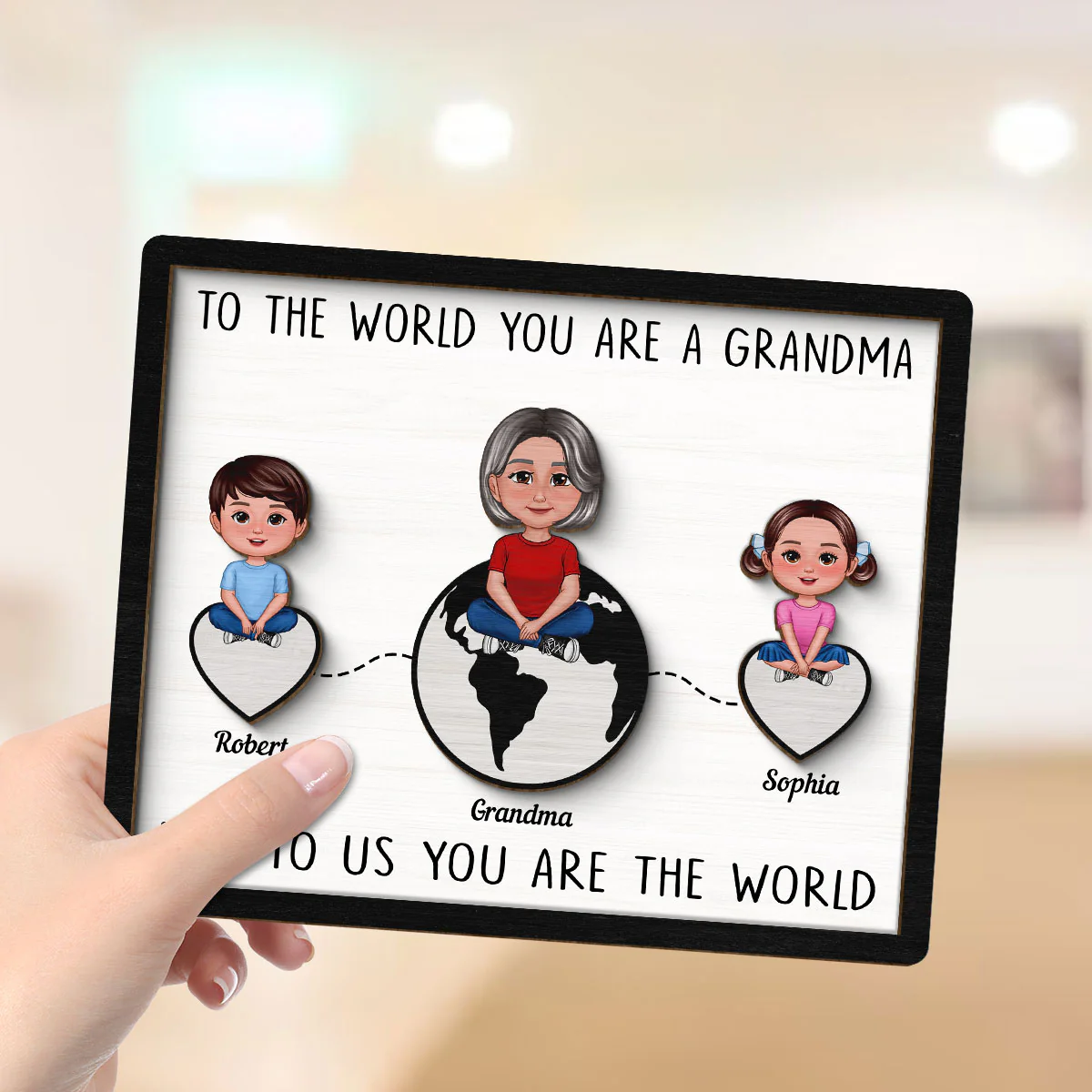 Grandma Mom You're The World Personalized 2-layer Wooden Plaque, Gift For Mom, For Grandma - Image 5