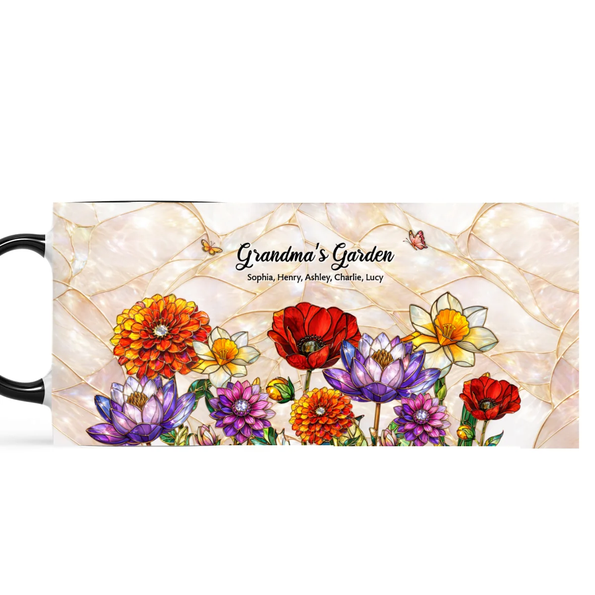 Grandma Mom's Garden Faux 3D Stained Glass Effect - Personalized Mug - Heartfelt Mother's Day Gift for Mom, Grandma, Wife - Image 8